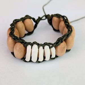 Wooden Beads And Cowrie Shell Bracelet